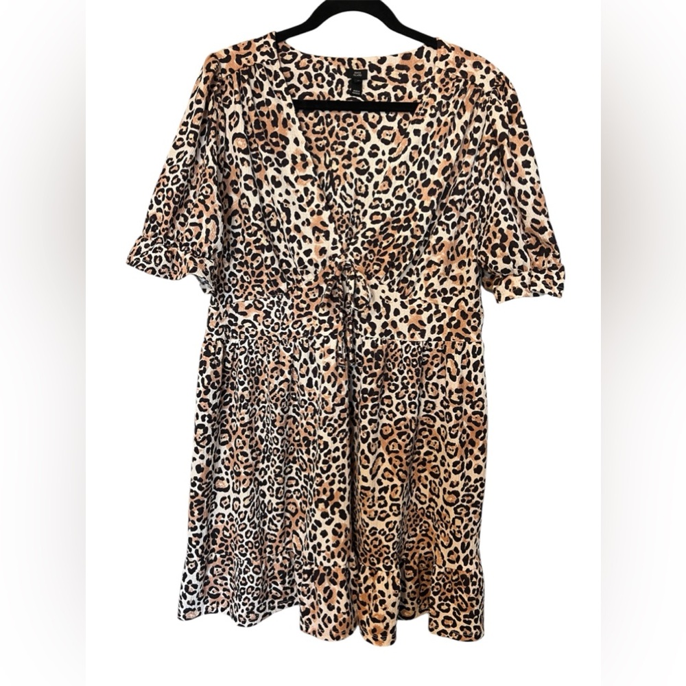River Island tie front leopard cheetah mini dress